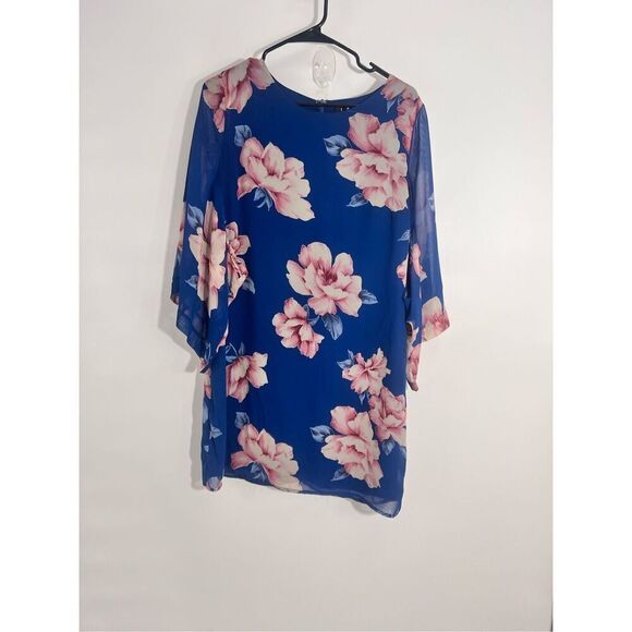 Lulus blue dress with pink roses size X-Large - Picture 1 of 9